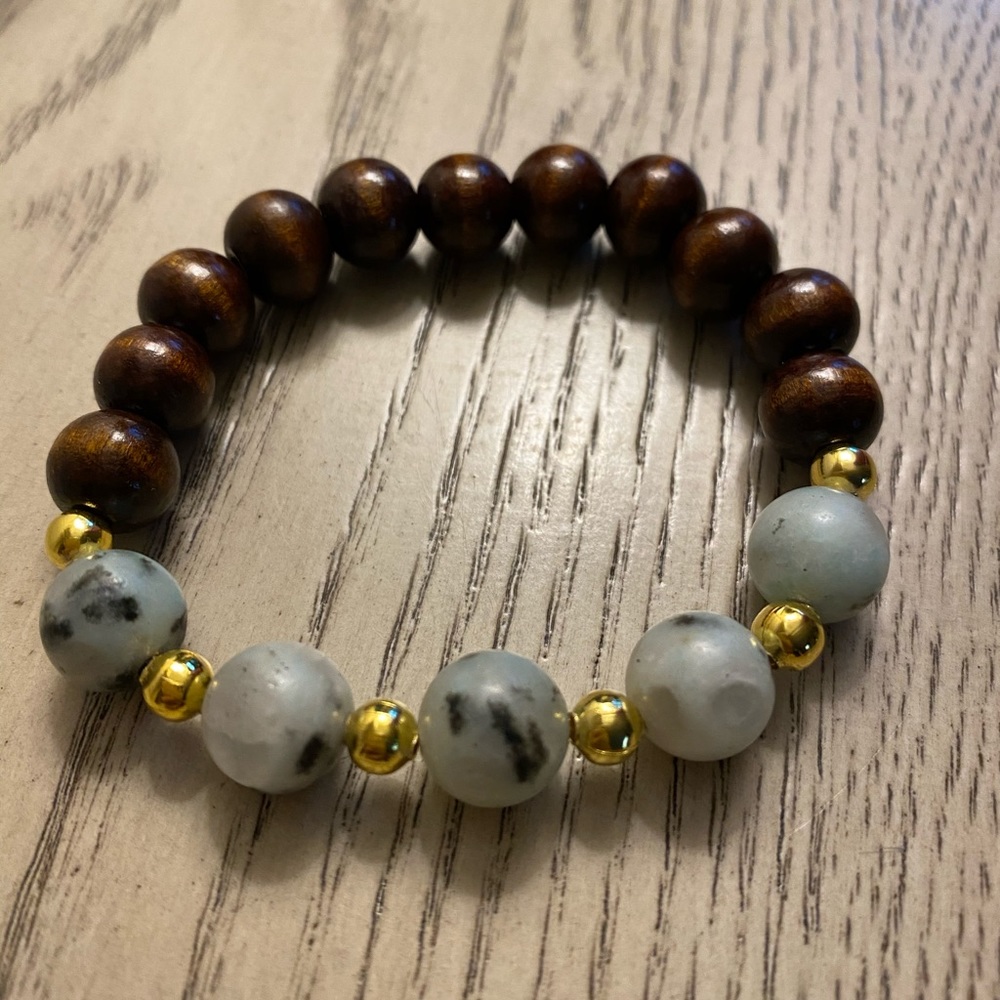 Jasper and Rose Wood Elastic Bracelet
